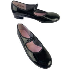 Capezio The Dance Maker Black Patent Tap Shoes Elastic Closure Slip On Size 4